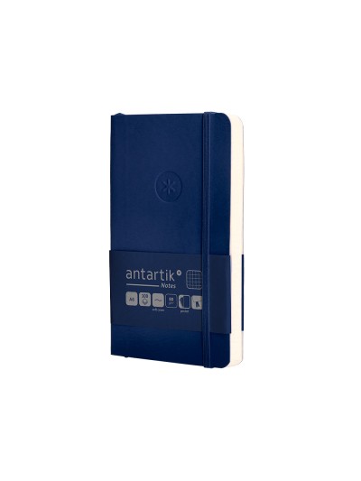 Cuaderno con gomilla antartik notes tapa blanda a6 cuadricula azul marino 100 hojas 80 gr fsc