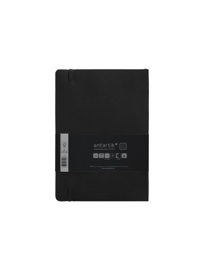 Cuaderno con gomilla antartik notes tapa blanda a5 hojas cuadricula negro 80 hojas 80 gr fsc