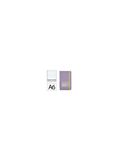 Cuaderno con gomilla antartik notes tapa dura a6 hojas rayas morado y amarillo 100 hojas 80 gr fsc