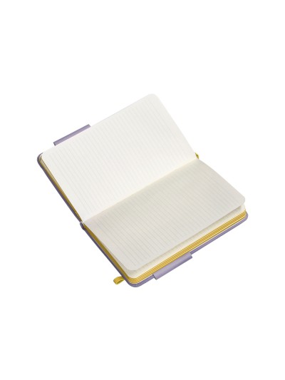 Cuaderno con gomilla antartik notes tapa dura a6 hojas rayas morado y amarillo 100 hojas 80 gr fsc