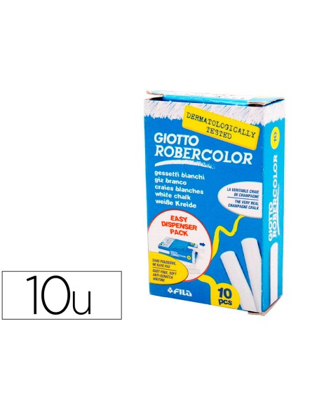 Tiza blanca antipolvo robercolor caja de 10 unidades
