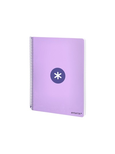 Cuaderno espiral antartik a4 micro tapa dura 80h 100 gr cuadro 5 mm sin bandas 4 taladros color lavanda