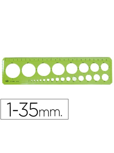 Plantilla domingo ferrer circulos 1-35 mm plastico verde