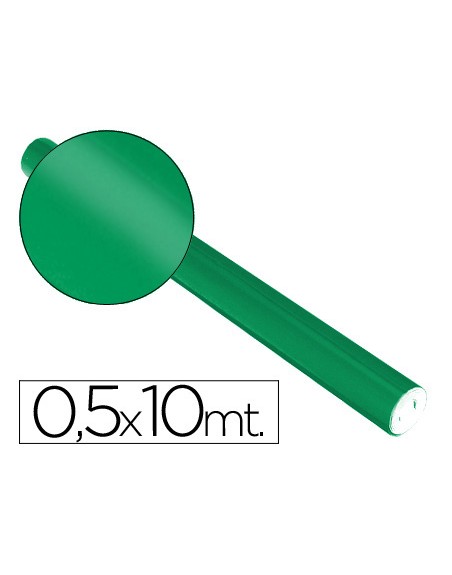 Papel metalizado verde rollo continuo de 0,5 x 10 mt