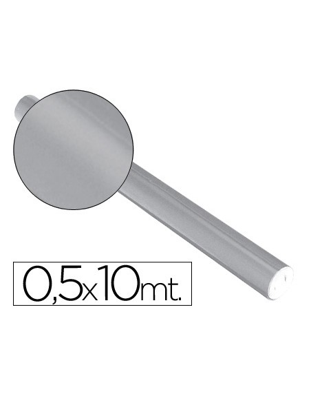 Papel metalizado plata rollo continuo de 0,5 x 10 mt