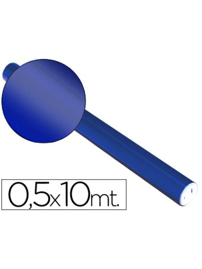 Papel metalizado azul rollo continuo de 0,5 x 10 mt