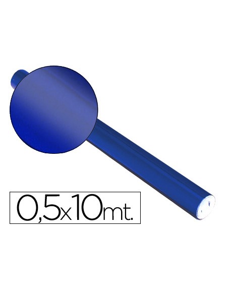 Papel metalizado azul rollo continuo de 0,5 x 10 mt