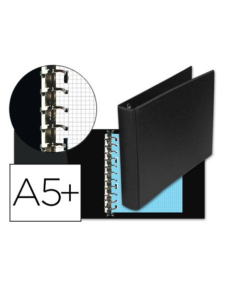 Carpeta multifin alfa 3002-g 11 anillas 40 mm plastico cuarto negro