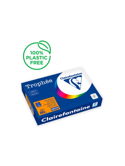 Papel color trophee a4 80gr naranja neon paquete de 500 hojas