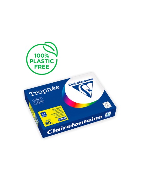 Papel color trophee a4 80gr amarillo neon paquete de 500 hojas