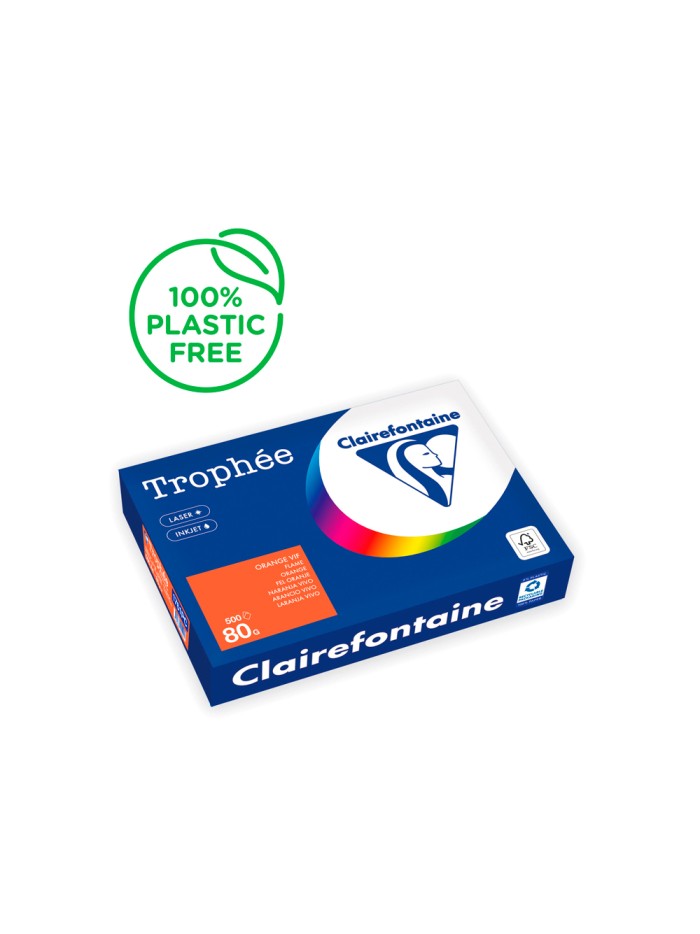 Papel color trophee a4 80gr naranja intenso paquete de 500 hojas Papel color trophee a4 80gr naranja intenso paquete de 500 hojas