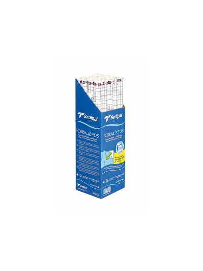 Rollo plastico adhesivo sadipal 0.50x1.50 mt 50 mc forralibros removible 1 año
