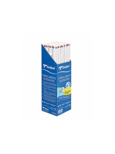 Rollo plastico adhesivo sadipal 0.33x1.50 mt 50 mc forralibros removible 1 año