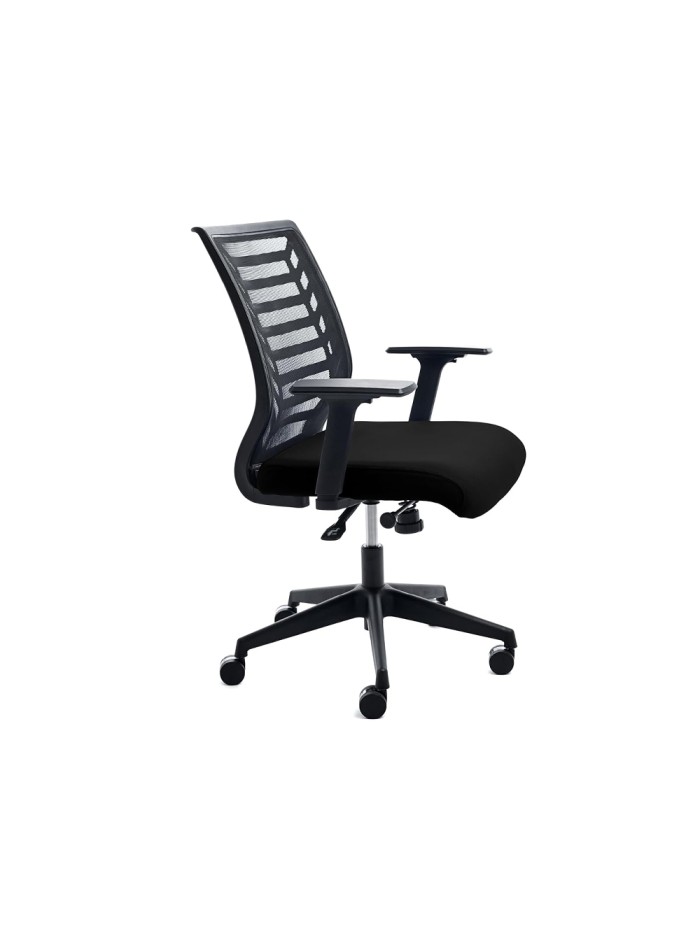 Silla rocada de oficina brazos regulables estructura blanca respaldo malla y asiento tela ignifuga negro Silla rocada de oficina brazos regulables estructura blanca respaldo malla y asiento tela ignifuga negro
