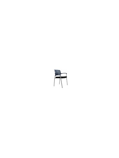 Silla rocada confidente brazos fijos estructura metalica asiento tela ignifuga negro respaldo malla