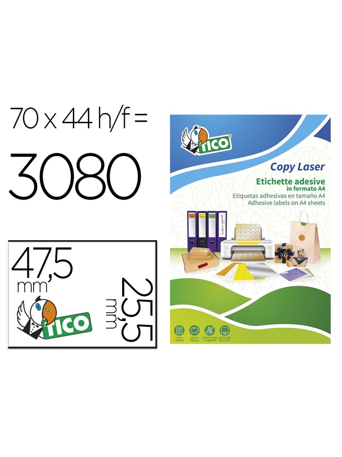 Etiqueta adhesiva tico amarill o fluorescentes permanente fsclaser/inkjet/fotocopia 47,5x25,5 mm caja de 3080 unidades Etiqueta adhesiva tico amarill o fluorescentes permanente fsclaser/inkjet/fotocopia 47,5x25,5 mm caja de 3080 unidades