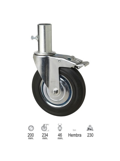 Rueda Industrial Andamio (Hembra) 200 mm.