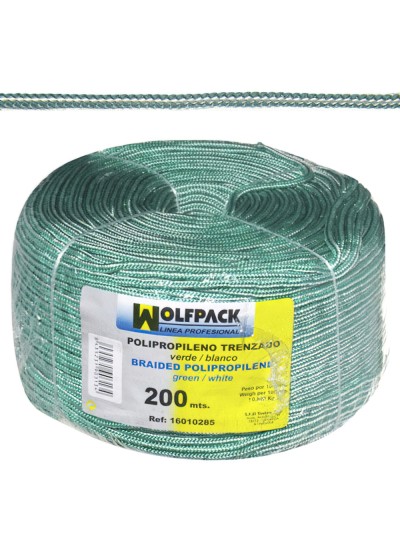 Cuerda Trenzada Polipropileno Blanca / Verde (Bobina 200 m.)