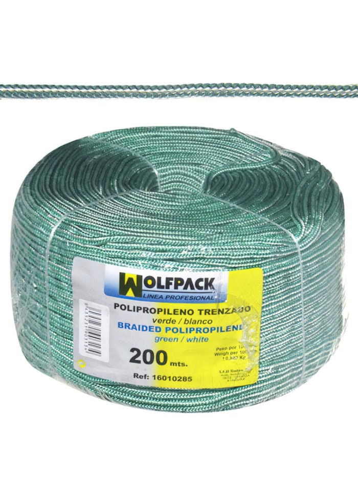 Cuerda Trenzada Polipropileno Blanca / Verde (Bobina 200 m.)