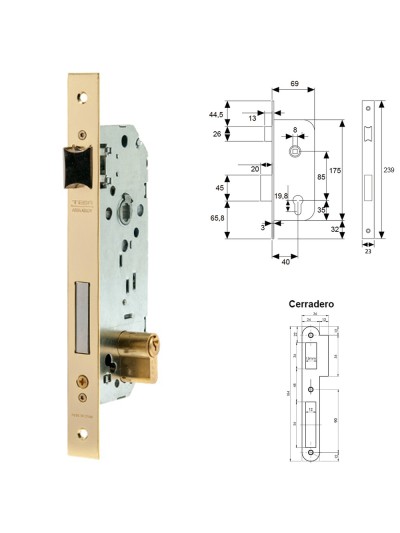 Cerradura Tesa 2030-hl/40