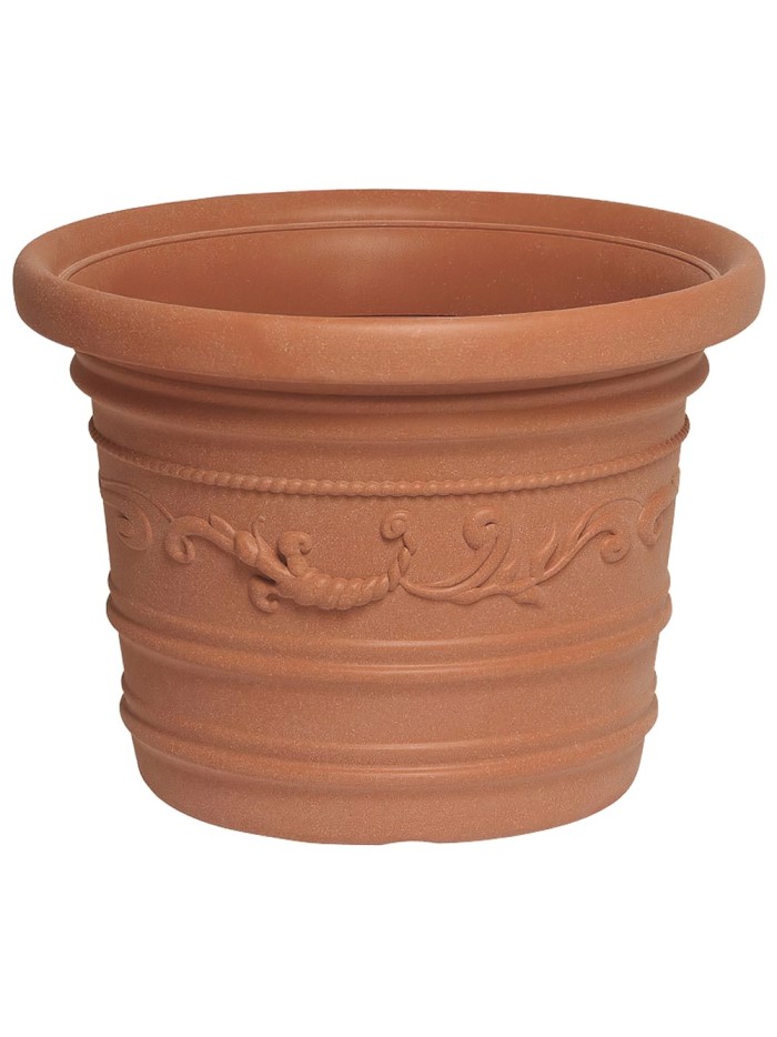 Saturnia Macetero Resina Redondo, Color Terracota, Resistente, Ideal Exterior, 60 Cm Diametro.