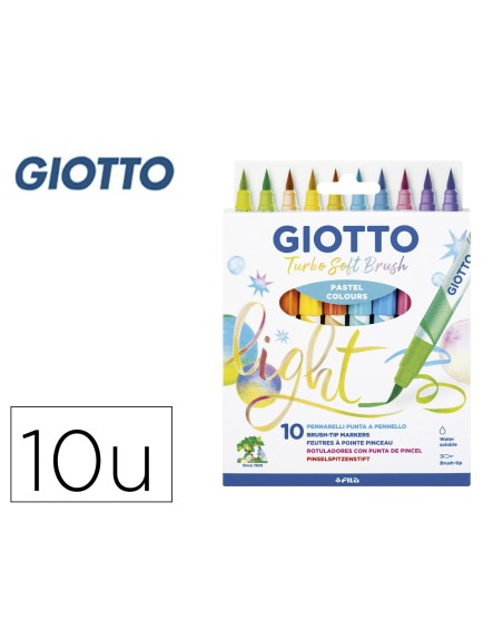 Rotulador giotto turbo soft brush pastel punta de pincel caja de 10 unidades colores surtidos
