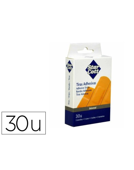 Tira protectora star cott flexible para heridas y cortes caja de 30 unidades tres tamaños surtidos