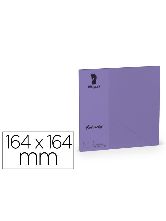 Sobre rossler coloretti cuadrado grande color lila 164x164xmm pack de 5 unidades Sobre rossler coloretti cuadrado grande color lila 164x164xmm pack de 5 unidades