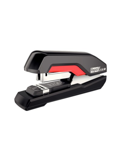 Grapadora rapid supreme s50 plastico capacidad de grapado 50 hojas usa grapas 24/6-8+ y 26/6-8+ color negro/rojo