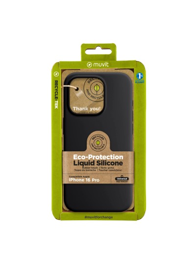 Funda muvit recycletek liquid silicone para apple iphone 16 pro max negra