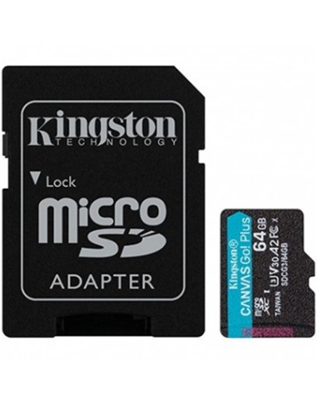 Memoria micro sdxc 64gb kingston canvas go uhs - i cl10 r: 170mb - s w:70mb - s + adaptador sd