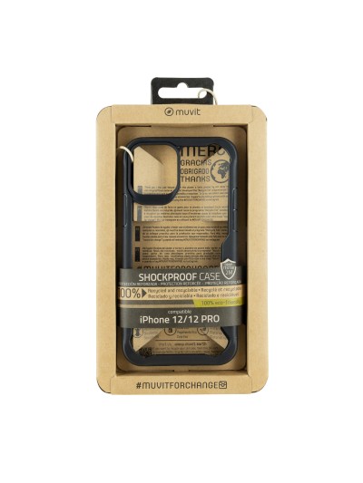 Funda muvit shockproof 2m para apple iphone 12 - 12 pro transparente - negra