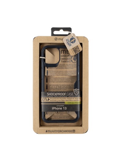 Funda muvit shockproof 2m para apple iphone 13 transparente - negra
