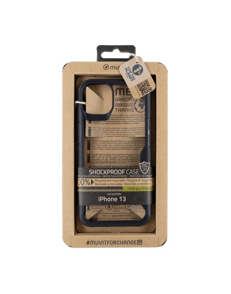 Funda muvit shockproof 2m para apple iphone 13 transparente - negra