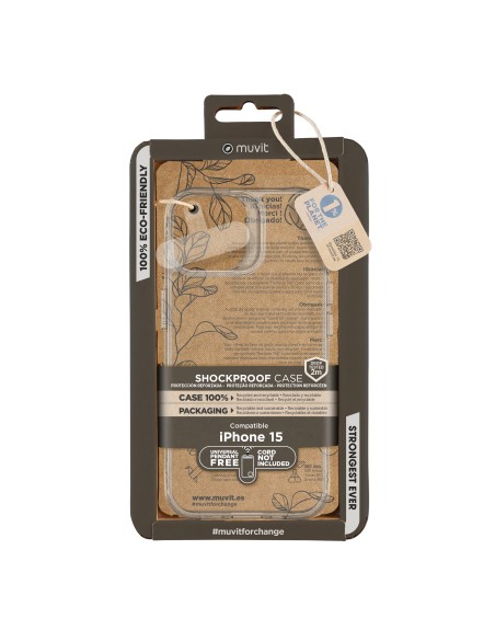 Funda muvit shockproof 2m para apple iphone 15 transparente