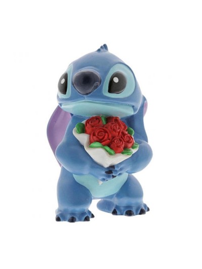 Figura enesco disney lilo & stitch stitch con ramo de rosas