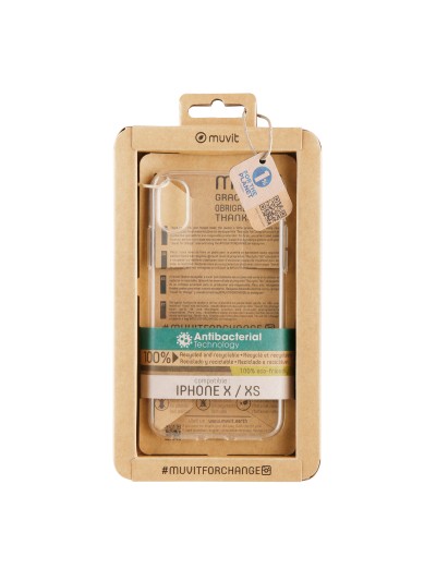 Funda muvit recycletek antibacteriana para apple iphone x - xs transparente