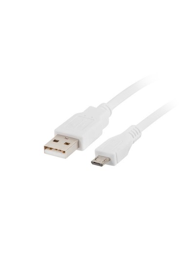 Cable usb lanberg 2.0 macho - micro usb macho 1m blanco