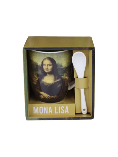 Taza de cerámica con cuchara enesco mona lisa