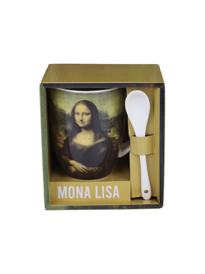 Taza de cerámica con cuchara enesco mona lisa Taza de cerámica con cuchara enesco mona lisa