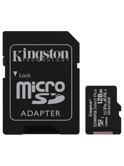 Tarjeta memoria micro secure digital sd hc 128gb kingston canvas select plus clase 10 uhs - 1 + adaptador sd