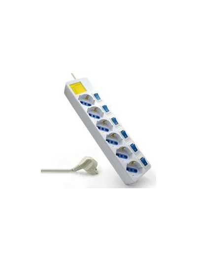 Regleta ewent 6 tomas con encendido y apagado blanco