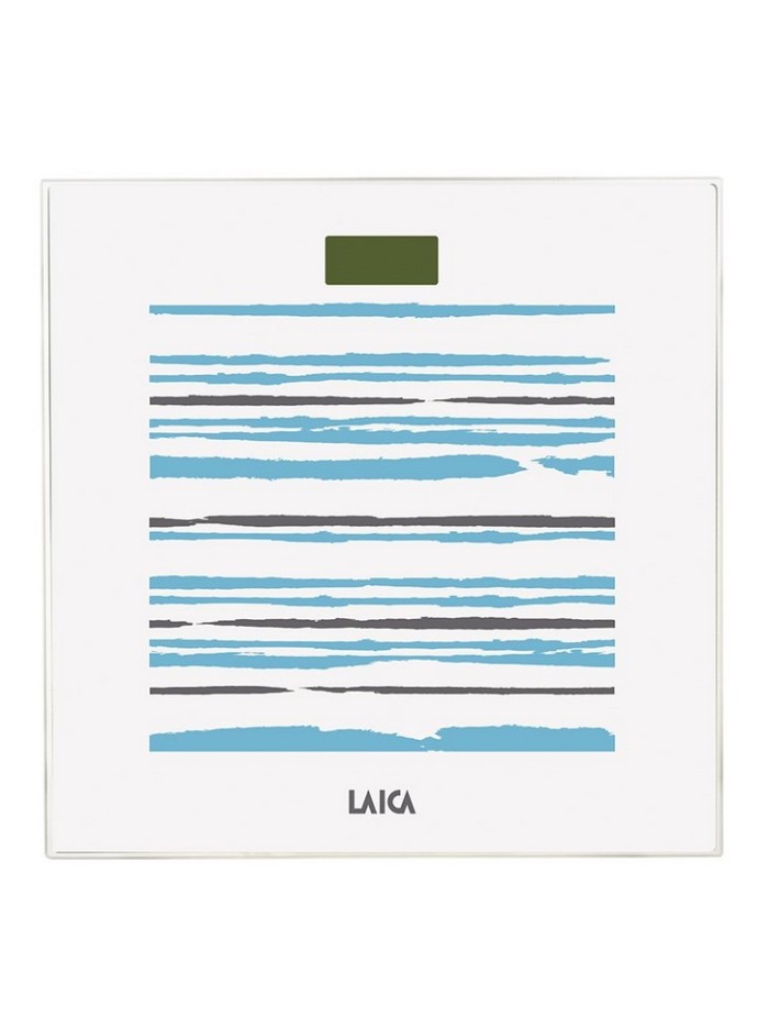 Bascula de baño electronica laica ps1074 blanca rayas azules 150kg Bascula de baño electronica laica ps1074 blanca rayas azules 150kg