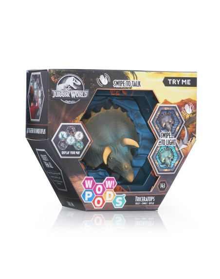Figura wow! pod jurassic world triceratops sfx con sonido