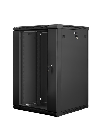 Armario lanberg mural rack 19 pulgadas 18u - 600x600 negro