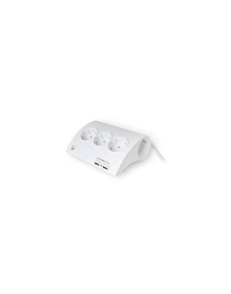Regleta de escritorio ewent 5 tomas de corriente - 2 puertos usb - blanco
