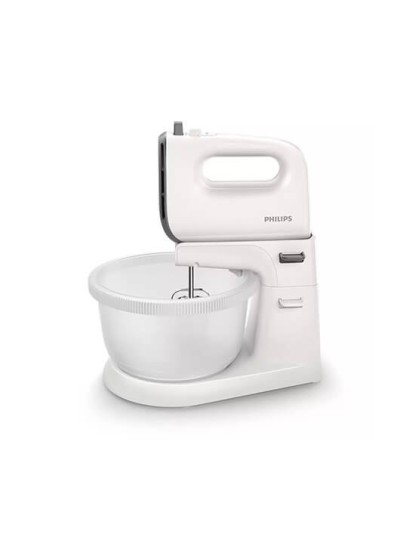 Amasadora philips viva collection blanco 450w - 5 velocidades + turbo - 2xvarillas - ganchos - 3l plastico