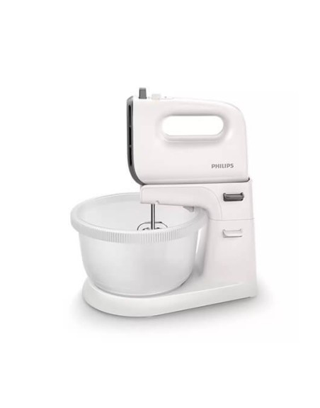 Amasadora philips viva collection blanco 450w - 5 velocidades + turbo - 2xvarillas - ganchos - 3l plastico