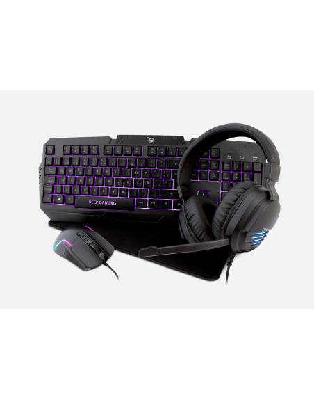 Kit teclado + raton + auriculares + alfombrilla deep gaming x - wing 2