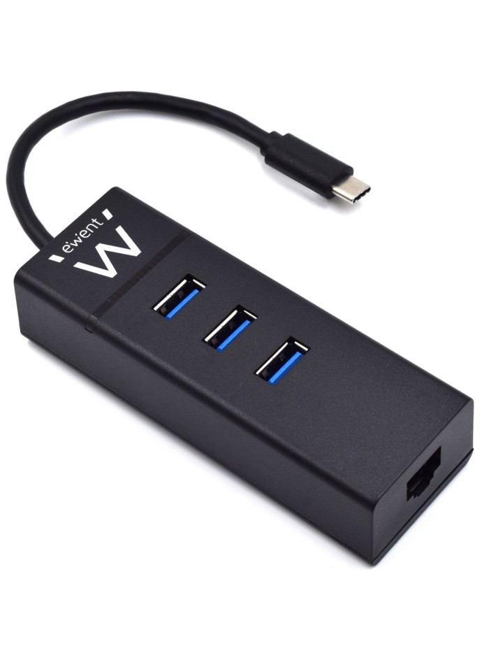 Hub usb ewent 3 puertos - usb 3.1 gen1 - puerto rj45 - negro Hub usb ewent 3 puertos - usb 3.1 gen1 - puerto rj45 - negro